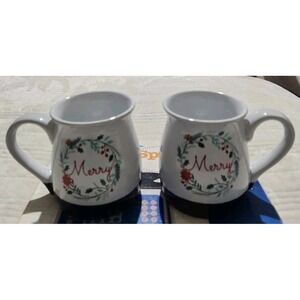 Boston Warehouse Trading Holiday Merry‎ Mug Christmas Set Of 2 Ceramic